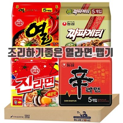 1.[블루존] 봉지라면 4종 (신라면5p + 진라면매운맛5P + 짜파게티 5p + 열라면5P) 세트 라면스프, 1세트_이미지(imge)입니다.